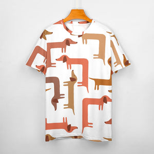 Curvy Dachshunds Love Puzzle All Over Print Women's Cotton T-Shirt - 4 Colors-Apparel-Apparel, Dachshund, Shirt, T Shirt-16