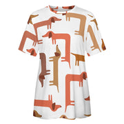 Curvy Dachshunds Love Puzzle All Over Print Women's Cotton T-Shirt - 4 Colors-Apparel-Apparel, Dachshund, Shirt, T Shirt-13