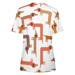 Curvy Dachshunds Love Puzzle All Over Print Women's Cotton T-Shirt - 4 Colors-Apparel-Apparel, Dachshund, Shirt, T Shirt-12