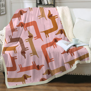 Curvy Dachshunds Love Puzzle Soft Warm Fleece Blanket - 4 Colors-Blanket-Blankets, Dachshund, Home Decor-14