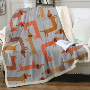 Curvy Dachshunds Love Puzzle Soft Warm Fleece Blanket - 4 Colors-Blanket-Blankets, Dachshund, Home Decor-16