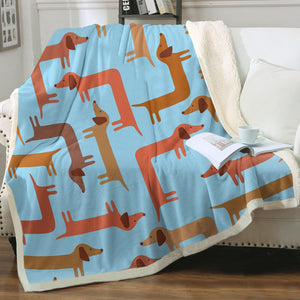 Curvy Dachshunds Love Puzzle Soft Warm Fleece Blanket - 4 Colors-Blanket-Blankets, Dachshund, Home Decor-Sky Blue-Small-3