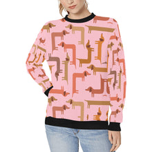 Load image into Gallery viewer, Curvy Dachshunds Love Women&#39;s Sweatshirt-Apparel-Apparel, Dachshund, Sweatshirt-Pink-XS-6