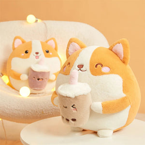 Cute and Cuddly Corgi Milk Time Plush Toys-Stuffed Animals-Corgi, Stuffed Animal-7