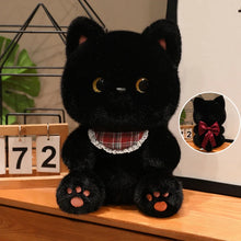 Load image into Gallery viewer, Cute Black Cat Soft Toy - Ribbon Bow Lace Bib-black-40cm-1