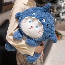 Load image into Gallery viewer, Cute Calico Cat Shark Plush Toy - Baby Cat in a Blue Shark Suit-11