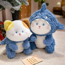 Load image into Gallery viewer, Cute Calico Cat Shark Plush Toy - Baby Cat in a Blue Shark Suit-12