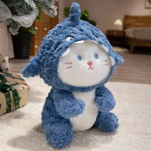 Load image into Gallery viewer, Cute Calico Cat Shark Plush Toy - Baby Cat in a Blue Shark Suit-14