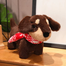 Load image into Gallery viewer, Cute Chocolate Dachshund Stuffed Animal Plush Toy-brown red scarf-1