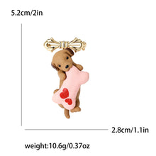 Load image into Gallery viewer, Cute Labrador Brooch – Dog Pin Holding Pink Heart Bone-7