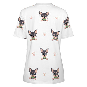 Cutest Black and Tan Chihuahua Love All Over Print Women's Cotton T-Shirt - 4 Colors-Apparel-Apparel, Chihuahua, Shirt, T Shirt-10