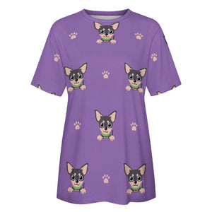 Cutest Black and Tan Chihuahua Love All Over Print Women's Cotton T-Shirt - 4 Colors-Apparel-Apparel, Chihuahua, Shirt, T Shirt-15