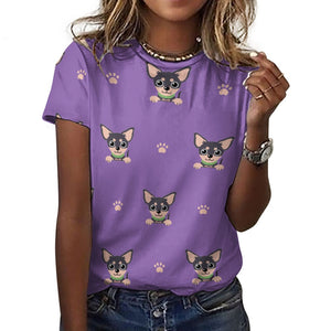 Cutest Black and Tan Chihuahua Love All Over Print Women's Cotton T-Shirt - 4 Colors-Apparel-Apparel, Chihuahua, Shirt, T Shirt-17
