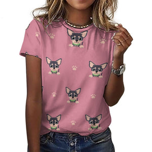 Cutest Black and Tan Chihuahua Love All Over Print Women's Cotton T-Shirt - 4 Colors-Apparel-Apparel, Chihuahua, Shirt, T Shirt-18