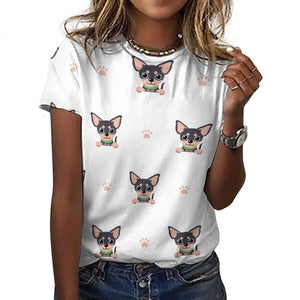 Cutest Black and Tan Chihuahua Love All Over Print Women's Cotton T-Shirt - 4 Colors-Apparel-Apparel, Chihuahua, Shirt, T Shirt-19