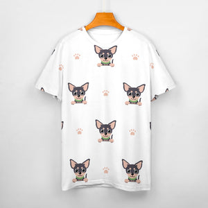 Cutest Black and Tan Chihuahua Love All Over Print Women's Cotton T-Shirt - 4 Colors-Apparel-Apparel, Chihuahua, Shirt, T Shirt-8