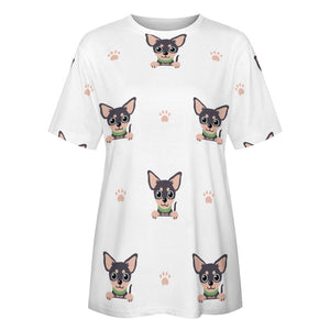 Cutest Black and Tan Chihuahua Love All Over Print Women's Cotton T-Shirt - 4 Colors-Apparel-Apparel, Chihuahua, Shirt, T Shirt-9