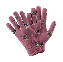 Load image into Gallery viewer, Cutest Black and Tan Chihuahua Love Touch Screen Gloves-Accessories-Accessories, Chihuahua, Dog Dad Gifts, Dog Mom Gifts, Gloves-Rose gold-2