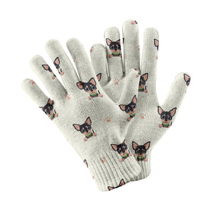 Cutest Black and Tan Chihuahua Love Touch Screen Gloves-Accessories-Accessories, Chihuahua, Dog Dad Gifts, Dog Mom Gifts, Gloves-White-1