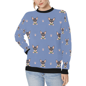 Cutest Black and Tan Chihuahua Love Women's Sweatshirt-Apparel-Apparel, Chihuahua, Sweatshirt-CornflowerBlue-XS-1