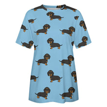 Load image into Gallery viewer, Cutest Black and Tan Dachshund All Over Print Women&#39;s Cotton T-Shirt - 4 Colors-Apparel-Apparel, Dachshund, Shirt, T Shirt-8