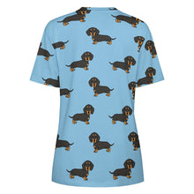 Load image into Gallery viewer, Cutest Black and Tan Dachshund All Over Print Women&#39;s Cotton T-Shirt - 4 Colors-Apparel-Apparel, Dachshund, Shirt, T Shirt-7