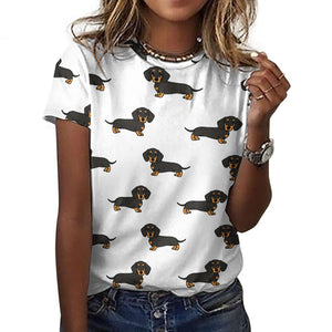 Cutest Black and Tan Dachshund All Over Print Women's Cotton T-Shirt - 4 Colors-Apparel-Apparel, Dachshund, Shirt, T Shirt-17