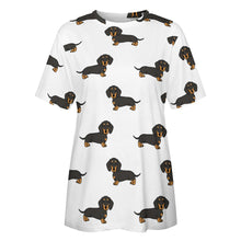 Load image into Gallery viewer, Cutest Black and Tan Dachshund All Over Print Women&#39;s Cotton T-Shirt - 4 Colors-Apparel-Apparel, Dachshund, Shirt, T Shirt-14