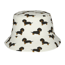 Load image into Gallery viewer, Cutest Black and Tan Dachshund Bucket Hat-Hats &amp; Caps-Accessories,Dachshund,Dog Dad Gifts,Dog Mom Gifts,Hats-Ivory White-One Size-1