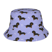 Load image into Gallery viewer, Cutest Black and Tan Dachshund Bucket Hat-Hats &amp; Caps-Accessories,Dachshund,Dog Dad Gifts,Dog Mom Gifts,Hats-Lavender Purple-One Size-17
