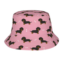 Load image into Gallery viewer, Cutest Black and Tan Dachshund Bucket Hat-Hats &amp; Caps-Accessories,Dachshund,Dog Dad Gifts,Dog Mom Gifts,Hats-Light Pink-One Size-41