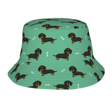 Load image into Gallery viewer, Cutest Black and Tan Dachshund Bucket Hat-Hats &amp; Caps-Accessories,Dachshund,Dog Dad Gifts,Dog Mom Gifts,Hats-Mint Green-One Size-25
