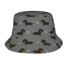 Load image into Gallery viewer, Cutest Black and Tan Dachshund Bucket Hat-Hats &amp; Caps-Accessories,Dachshund,Dog Dad Gifts,Dog Mom Gifts,Hats-Parisian Gray-One Size-33