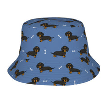 Load image into Gallery viewer, Cutest Black and Tan Dachshund Bucket Hat-Hats &amp; Caps-Accessories,Dachshund,Dog Dad Gifts,Dog Mom Gifts,Hats-Slate Blue-One Size-9