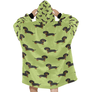 Cutest Black and Tan Dachshund Love Blanket Hoodie for Women-Apparel-Apparel, Blankets-12