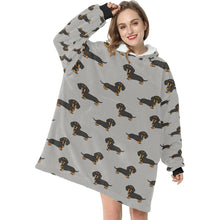Load image into Gallery viewer, Cutest Black and Tan Dachshund Love Blanket Hoodie for Women-Apparel-Apparel, Blankets-14