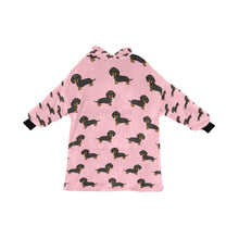 Load image into Gallery viewer, Cutest Black and Tan Dachshund Love Blanket Hoodie for Women-Apparel-Apparel, Blankets-Pink-ONE SIZE-5