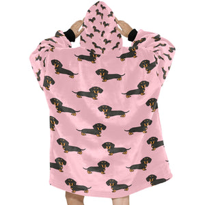 Cutest Black and Tan Dachshund Love Blanket Hoodie for Women-Apparel-Apparel, Blankets-7