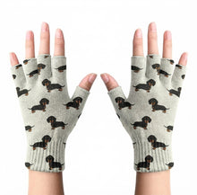 Load image into Gallery viewer, Cutest Black and Tan Dachshund Love Touch Screen Gloves-Accessories-Accessories,Dachshund,Dog Dad Gifts,Dog Mom Gifts,Gloves-White-Fingerless Gloves-2
