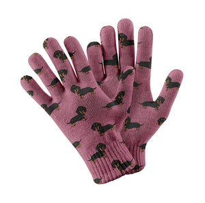 Cutest Black and Tan Dachshund Love Touch Screen Gloves-Accessories-Accessories, Dog Dad Gifts, Dog Mom Gifts, Gloves-Rose gold-2