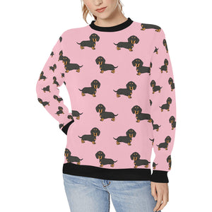Cutest Black and Tan Dachshund Love Women's Sweatshirt-Apparel-Apparel, Dachshund, Sweatshirt-Pink-XS-3