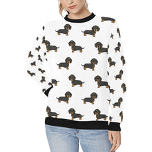 Load image into Gallery viewer, Cutest Black and Tan Dachshund Love Women&#39;s Sweatshirt-Apparel-Apparel, Dachshund, Sweatshirt-White-XS-1