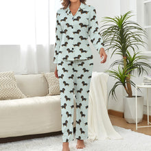 Load image into Gallery viewer, Cutest Black and Tan Dachshund Pajamas Set for Women - 4 Colors-Pajamas-Apparel, Dachshund, Pajamas-Soft Aqua Green-S-3