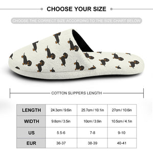 Cutest Black and Tan Dachshund Women's Cotton Mop Slippers-36-37_（5.5-6）-Ivory-10