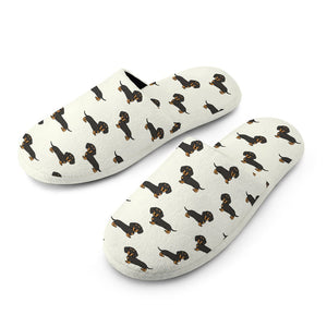 Cutest Black and Tan Dachshund Women's Cotton Mop Slippers-11