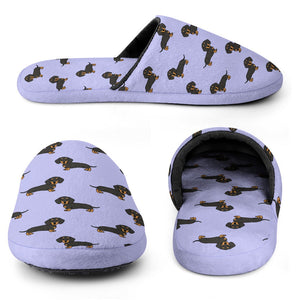 Cutest Black and Tan Dachshund Women's Cotton Mop Slippers-14
