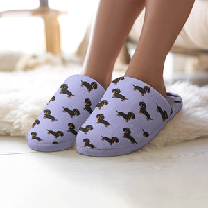 Cutest Black and Tan Dachshund Women's Cotton Mop Slippers-16