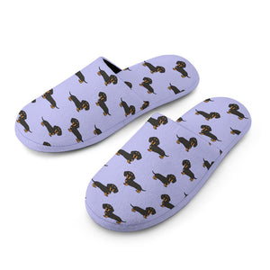 Cutest Black and Tan Dachshund Women's Cotton Mop Slippers-17