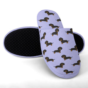 Cutest Black and Tan Dachshund Women's Cotton Mop Slippers-18