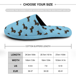Cutest Black and Tan Dachshund Women's Cotton Mop Slippers-36-37_（5.5-6）-SkyBlue-19
